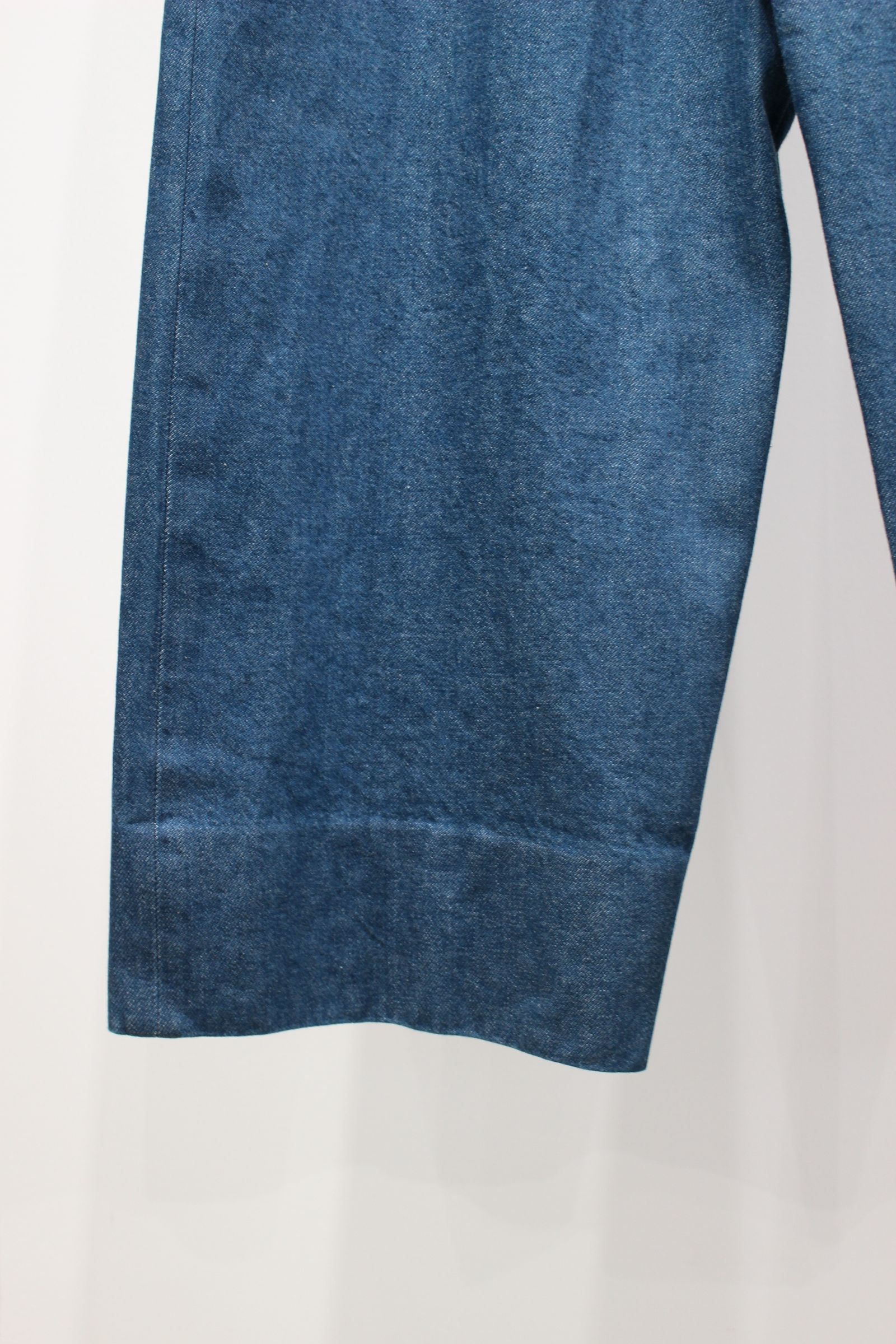 BLUE SHUTTLE DENIM BELTED FRENCH ARMY MIL BAGGY TROUSER | BLUE | デニムパンツ