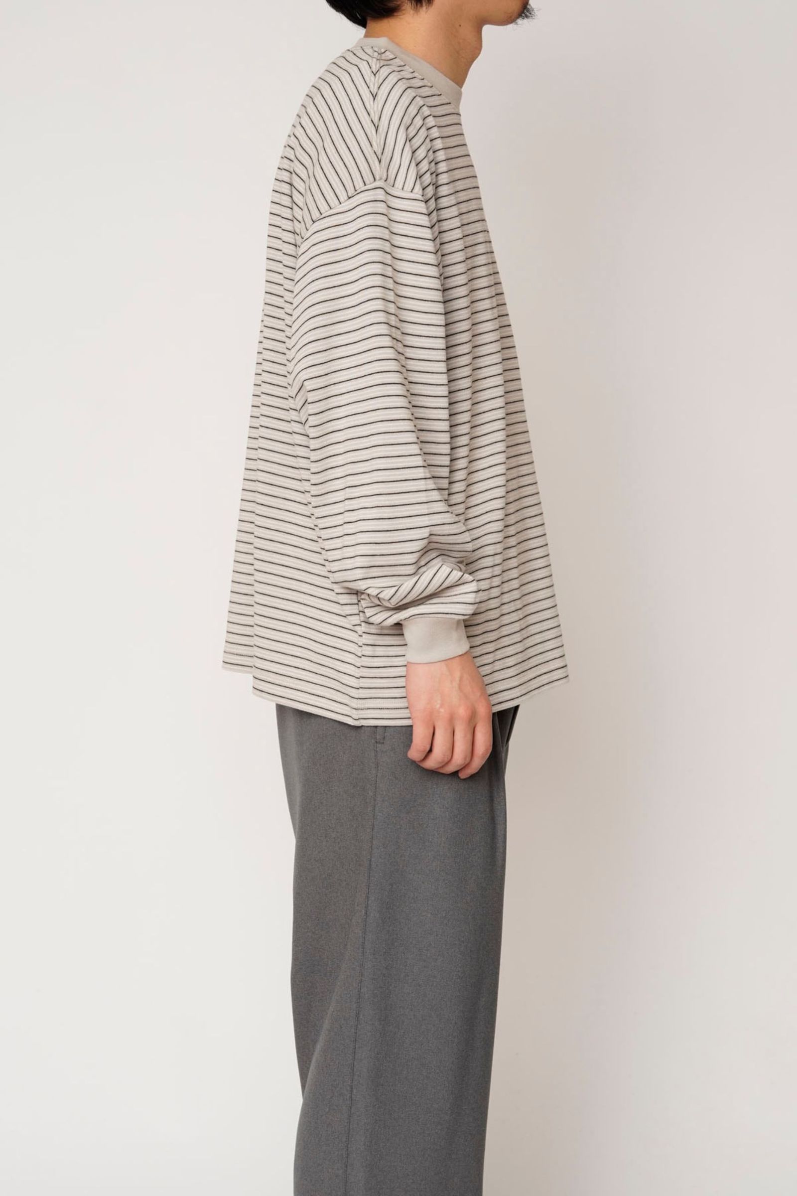 BORDER WIDE L/S T-SHIRT | L.BEIGE | カットソー
