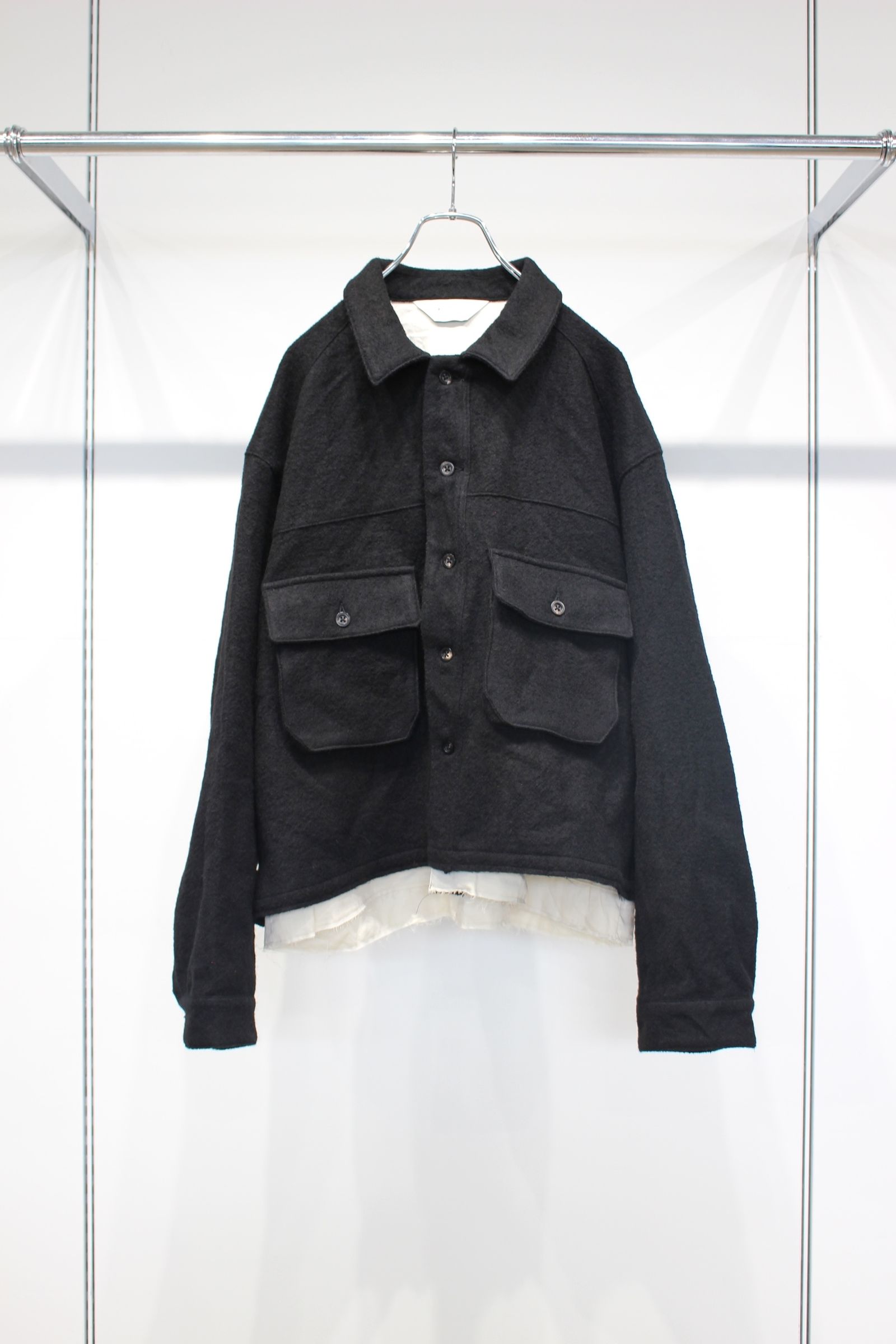 [ラスト1点] SHRINK WOOL LAYERING JACKET | BLACK | レイヤリングジャケット