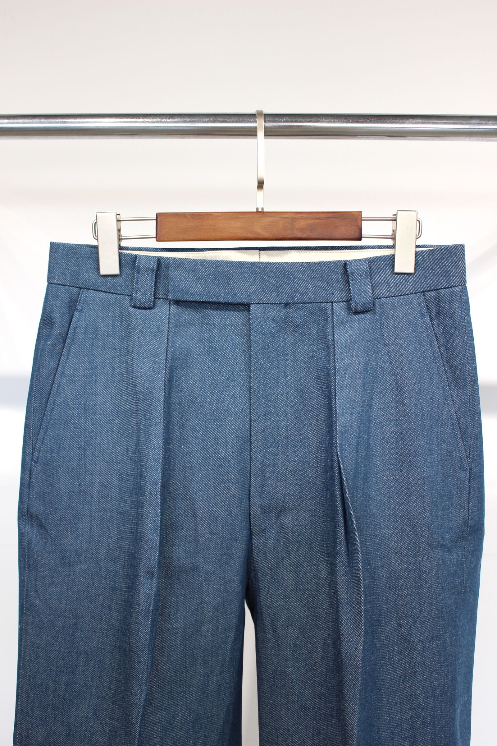 INTERIM - SHUTTLE DENIM 1-TUCK BAGGY SLACKS/10oz BLUE | NapsNote