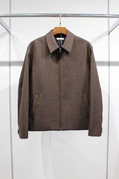 LOVAT TWEED HARRINGTON JACKET/D.BROWN-BLUE