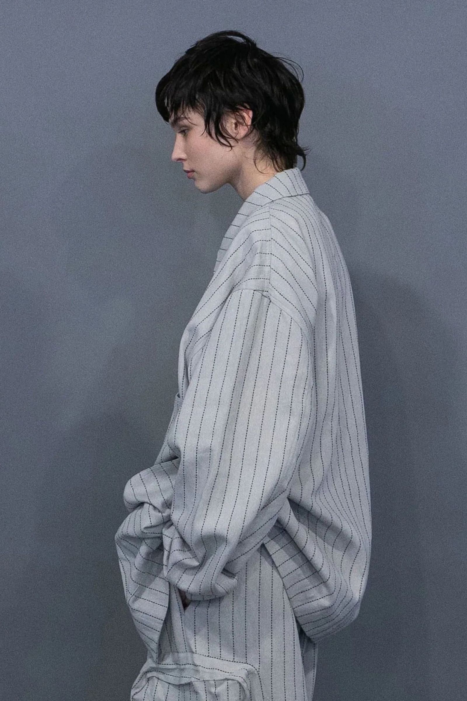 DOBBYSTRIPE / HERRINGBONE COVERALL JACKET | LIGHT GRAY | カバーオール