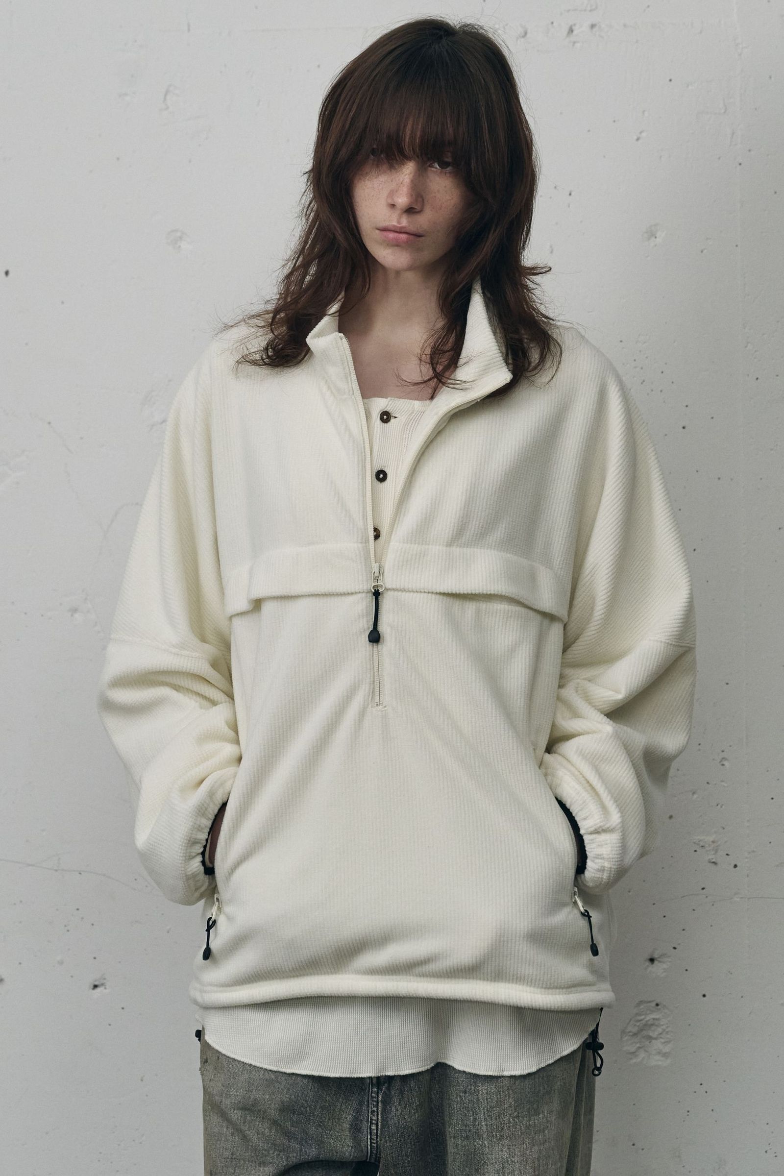 KIMONO ZIP FLEECE | WHITE | フリース