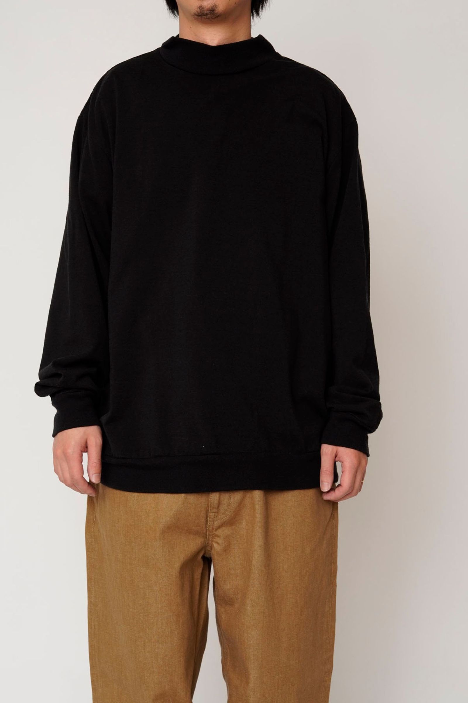 [ラスト1点] WOOL MOCK NECK SWEAT SHIRT | BLACK | カットソー