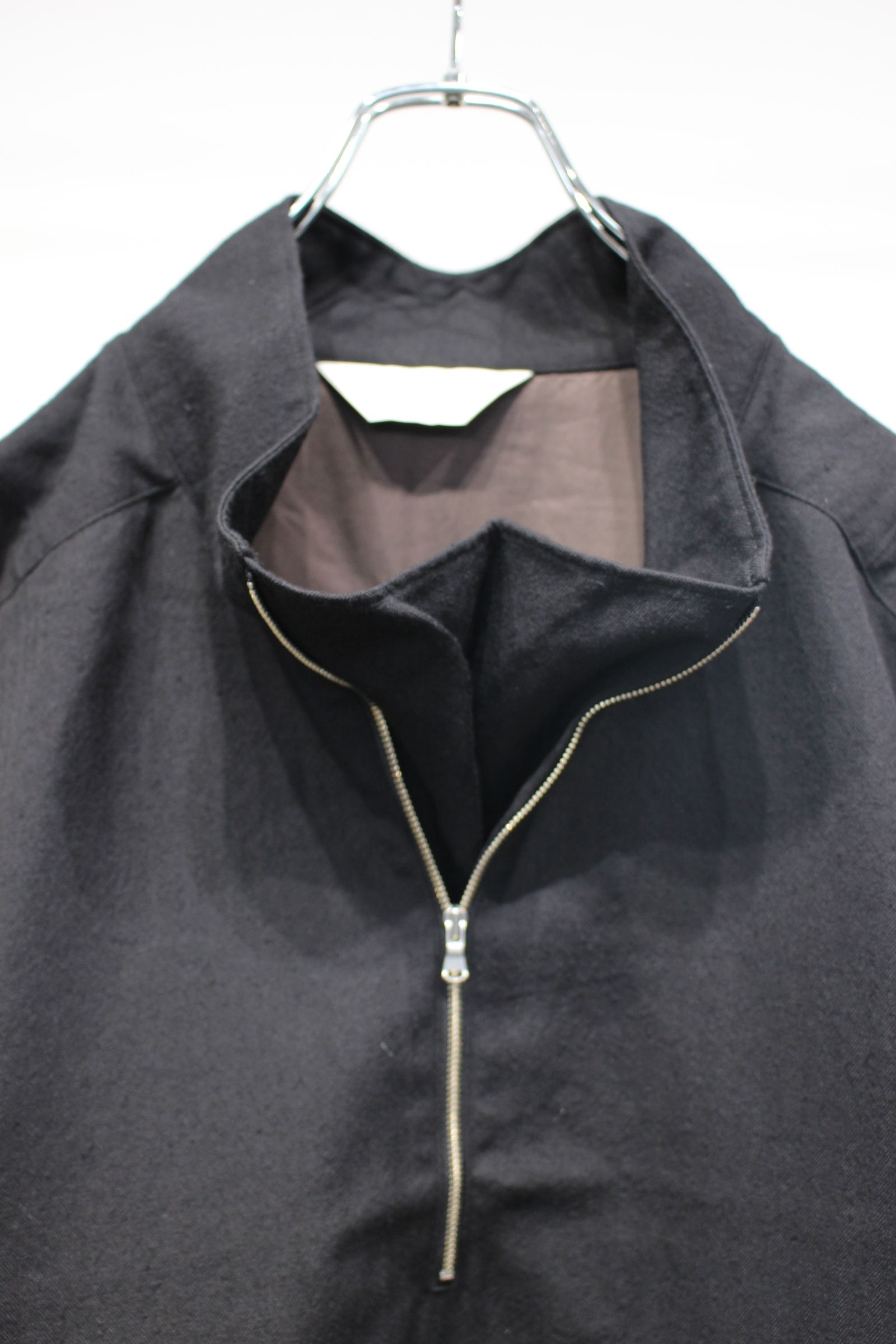 WOOL HALF ZIP PULL OVER SHIRT | BLACK | ハーフジップ