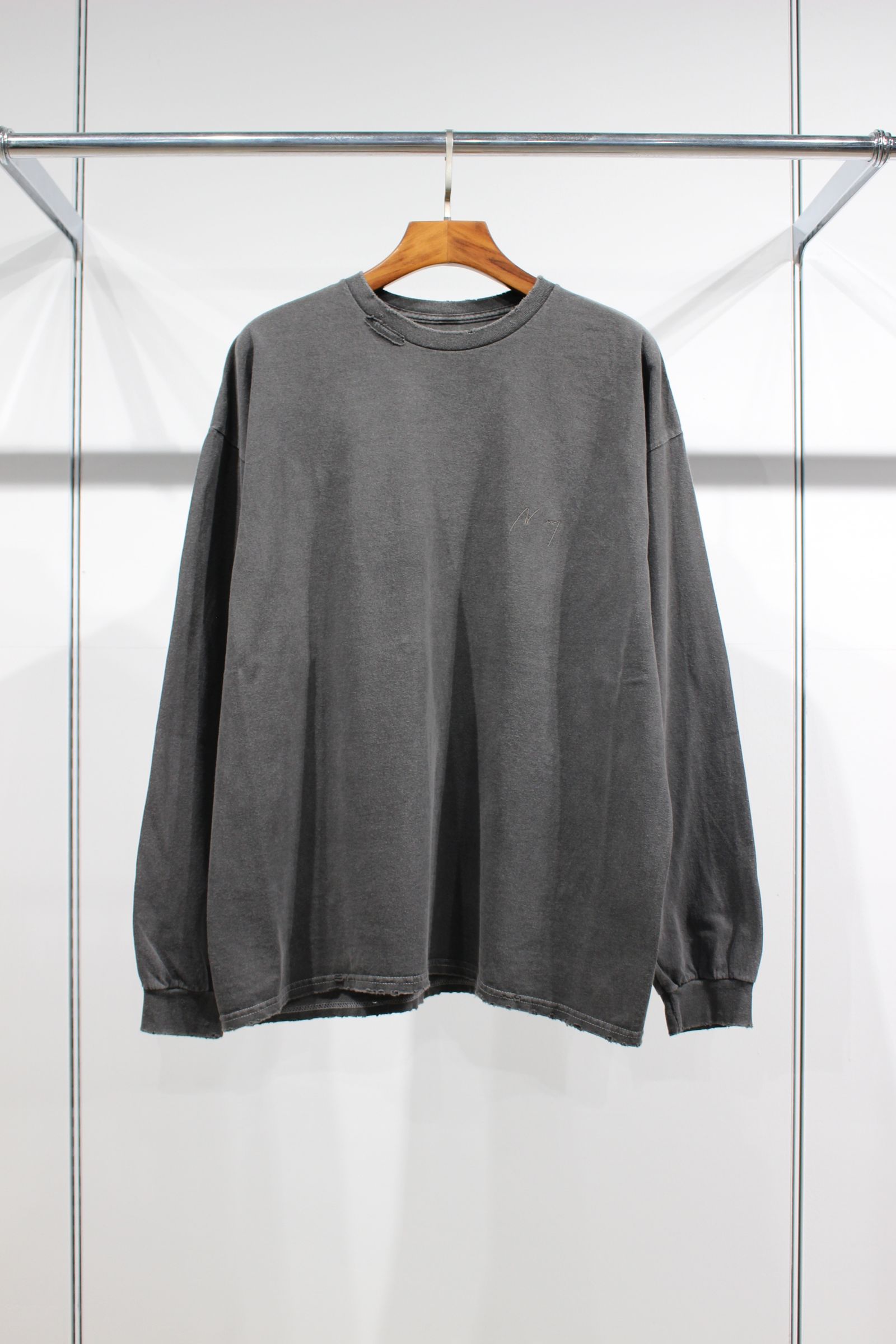 ANCELLM - EMBROIDERY DYED LS T-SHIRT/NAVY (刺繍) | NapsNote ANCELLM - EMBROIDERY DYED LS T-SHIRT/NAVY (刺繍) | NapsNote