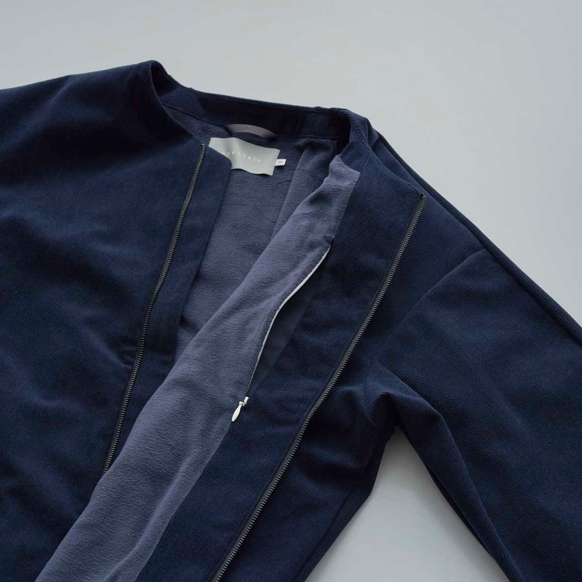 TRICOT CORDUROY COLLARLESS BLOUSON | NAVY | コーデュロイブルゾン