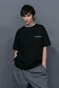 MERCERIZATION JERSEY EMBROIDERY T-SHIRT | BLACK | Logo | カットソー