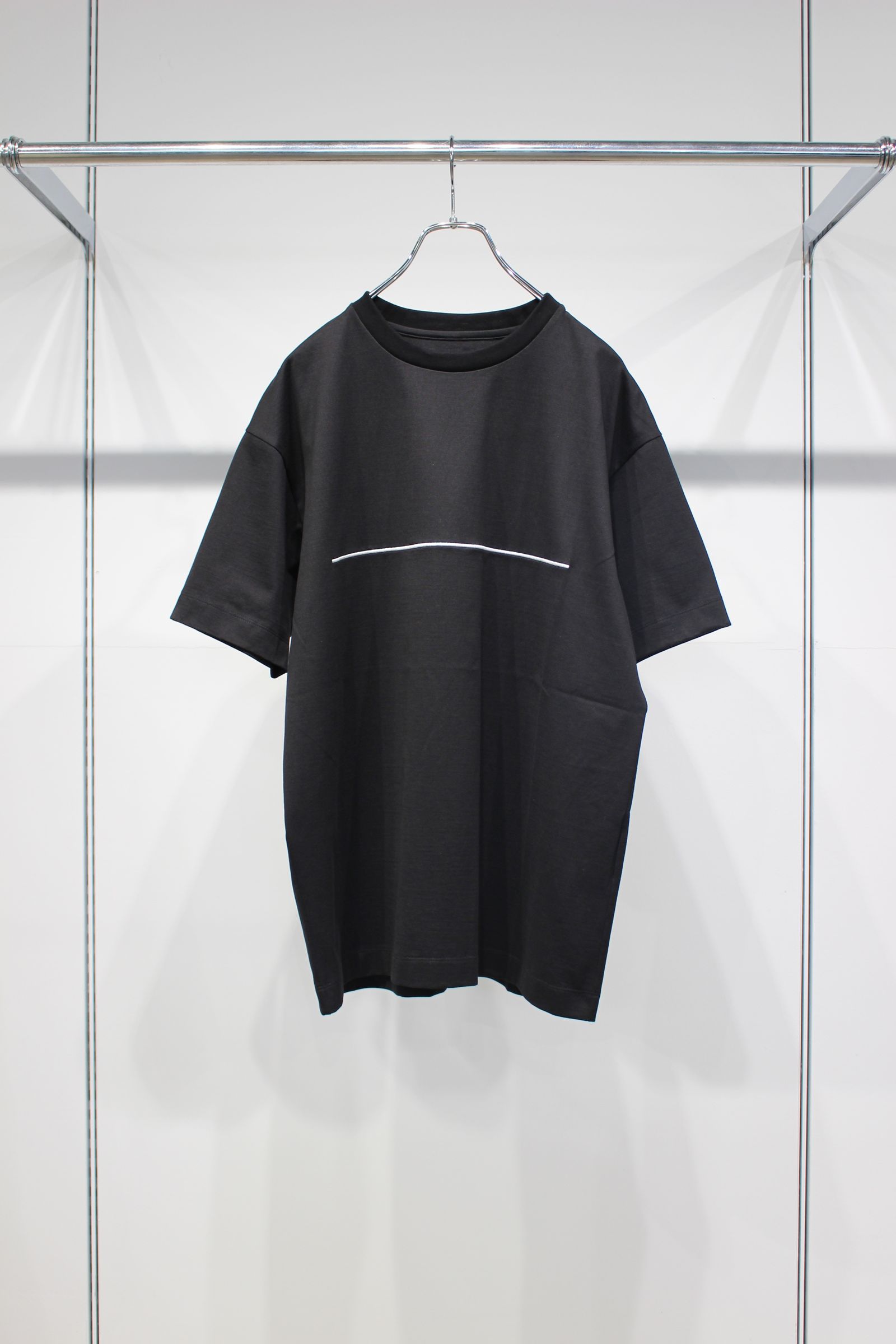 [ラスト1点] MERCERIZATION JERSEY EMBROIDERY T-SHIRT | BLACK | Line | カットソー