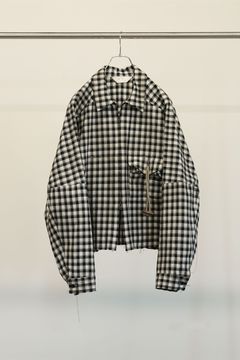 C/R CHECK SHORT ZIPUP SHIRT | BLACK | ジップアップシャツ