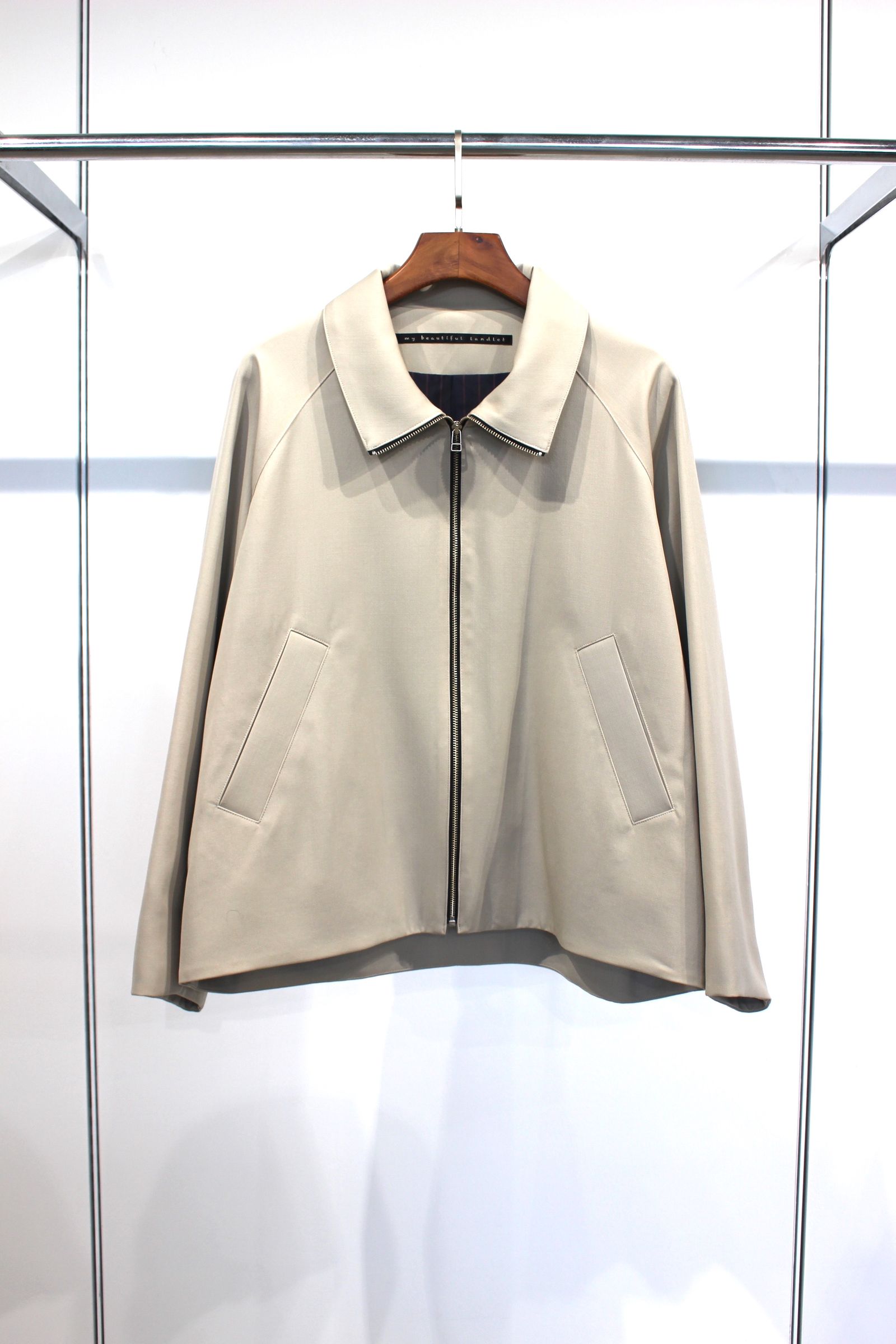 my beautiful landlet - HARUTO PROCESSED WOOL ZIP BLOUSON/BEIGE