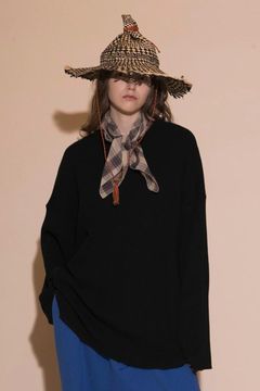 WAFFLE LONG SLEEVE PULLOVER | BLACK | カットソー