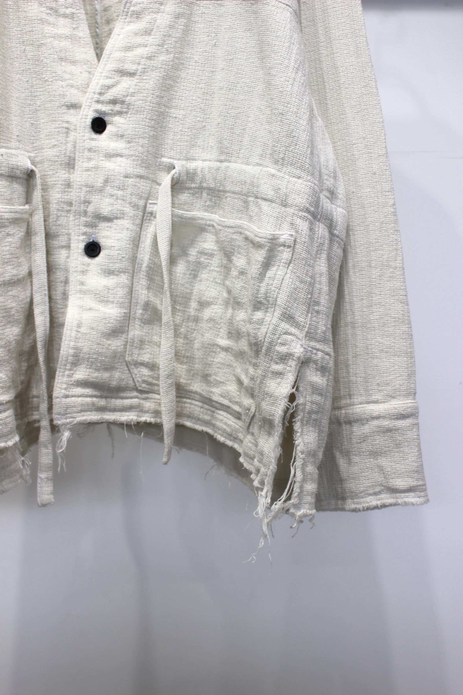 ジャケット・アウター ANCELLM W/S COLLARLESS JACKET ANCELLM - PANAMA COLLAR LESS SHIRT JACKET | OFF WHITE