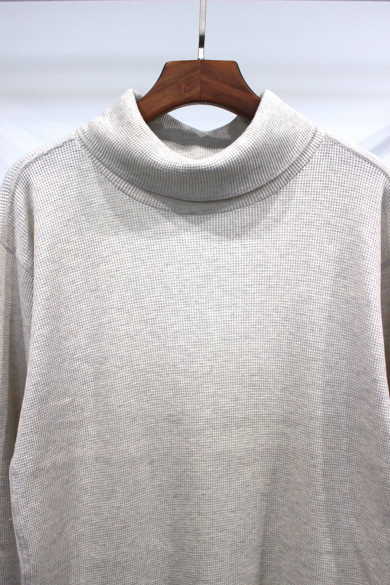 ANCELLM - DAMAGE WAFFLE CREW HI-NECK LS T-SHIRT/IVORY | NapsNote