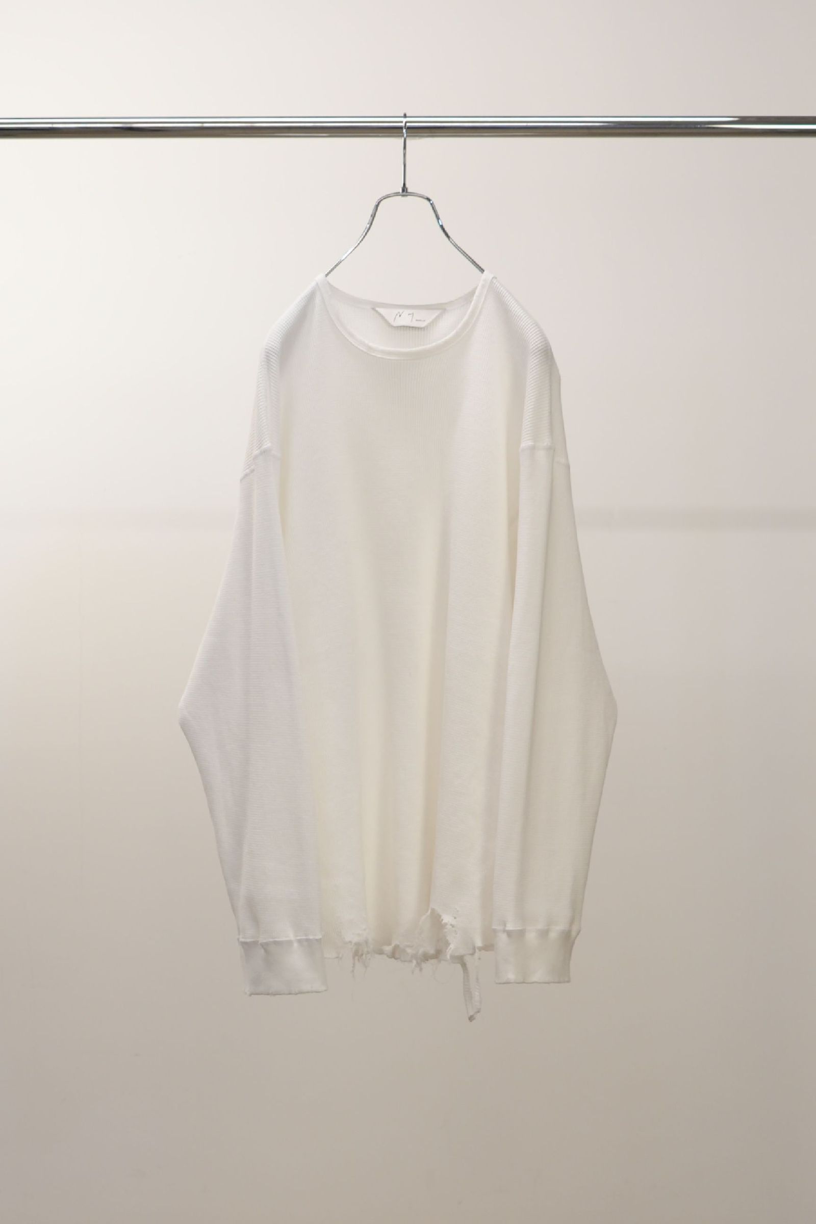 ANCELLM - DAMAGE WAFFLE CREW LS T-SHIRT | GREIGE | ダメージ