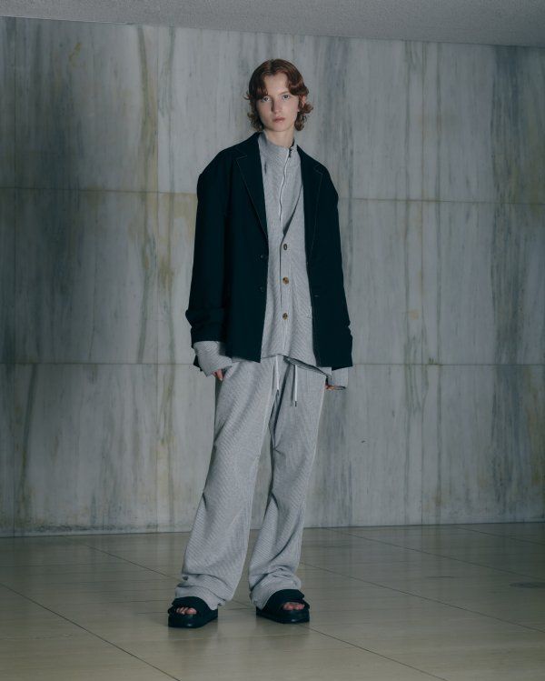TUCK CORD WAFFLE CARDIGAN/カーディガン/サックス・バーガンディ