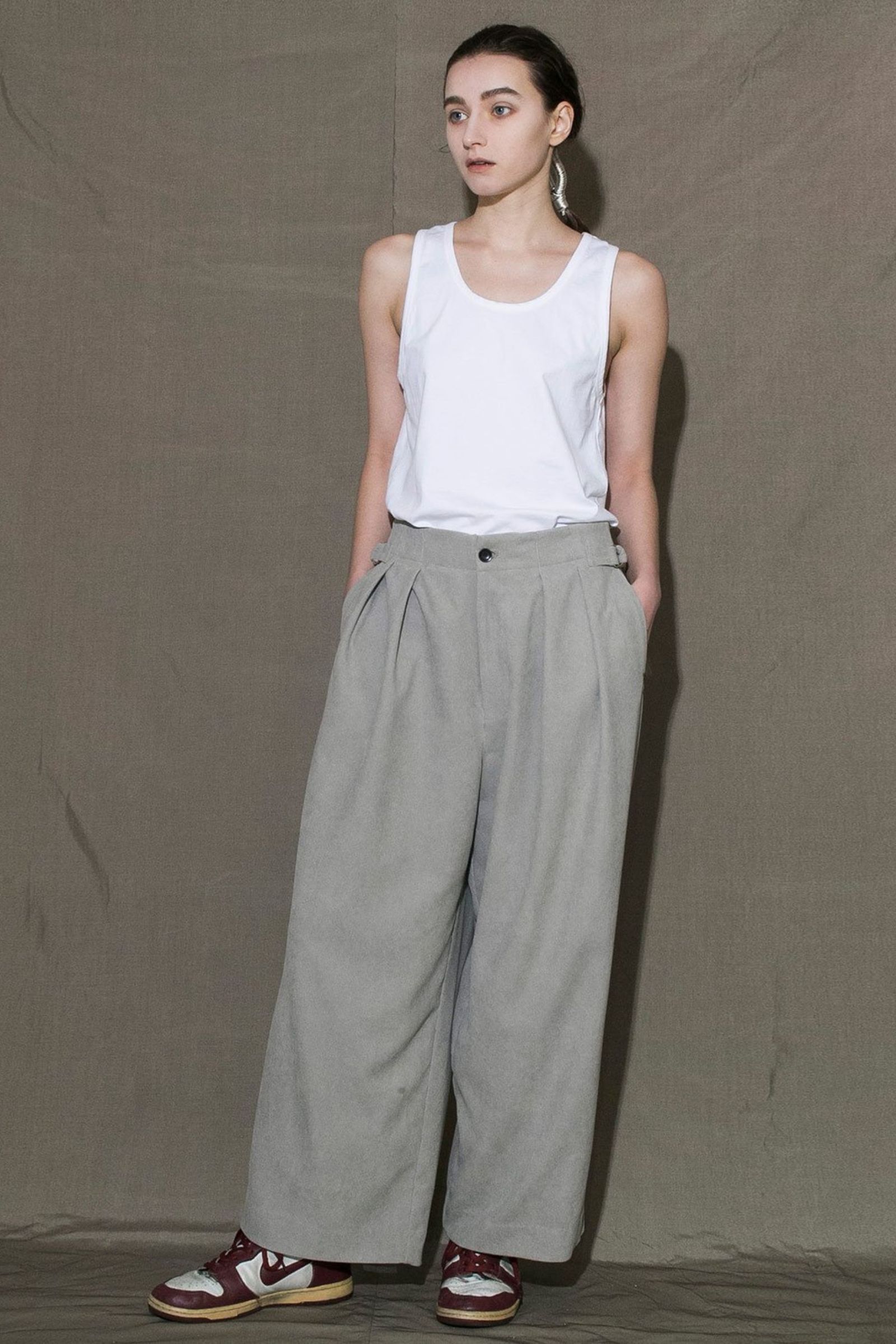 ACTIVE CORDUROY SIDE BELT WIDE PANTS | BEIGE | パンツ