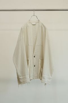 PANAMA COLLAR LESS SHIRT JACKET | OFF WHITE | カラーレスジャケット
