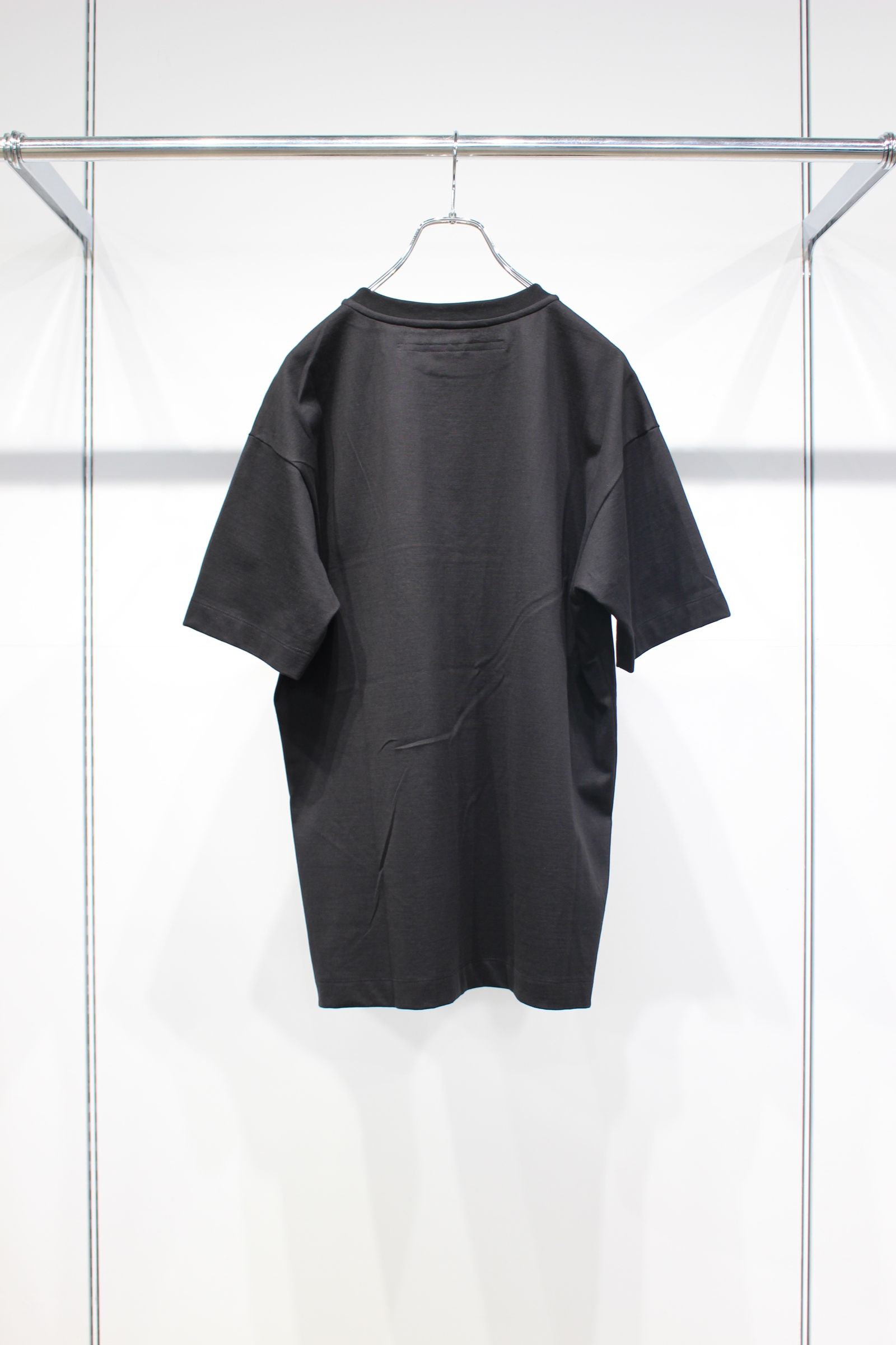 [ラスト1点] MERCERIZATION JERSEY EMBROIDERY T-SHIRT | BLACK | Line | カットソー