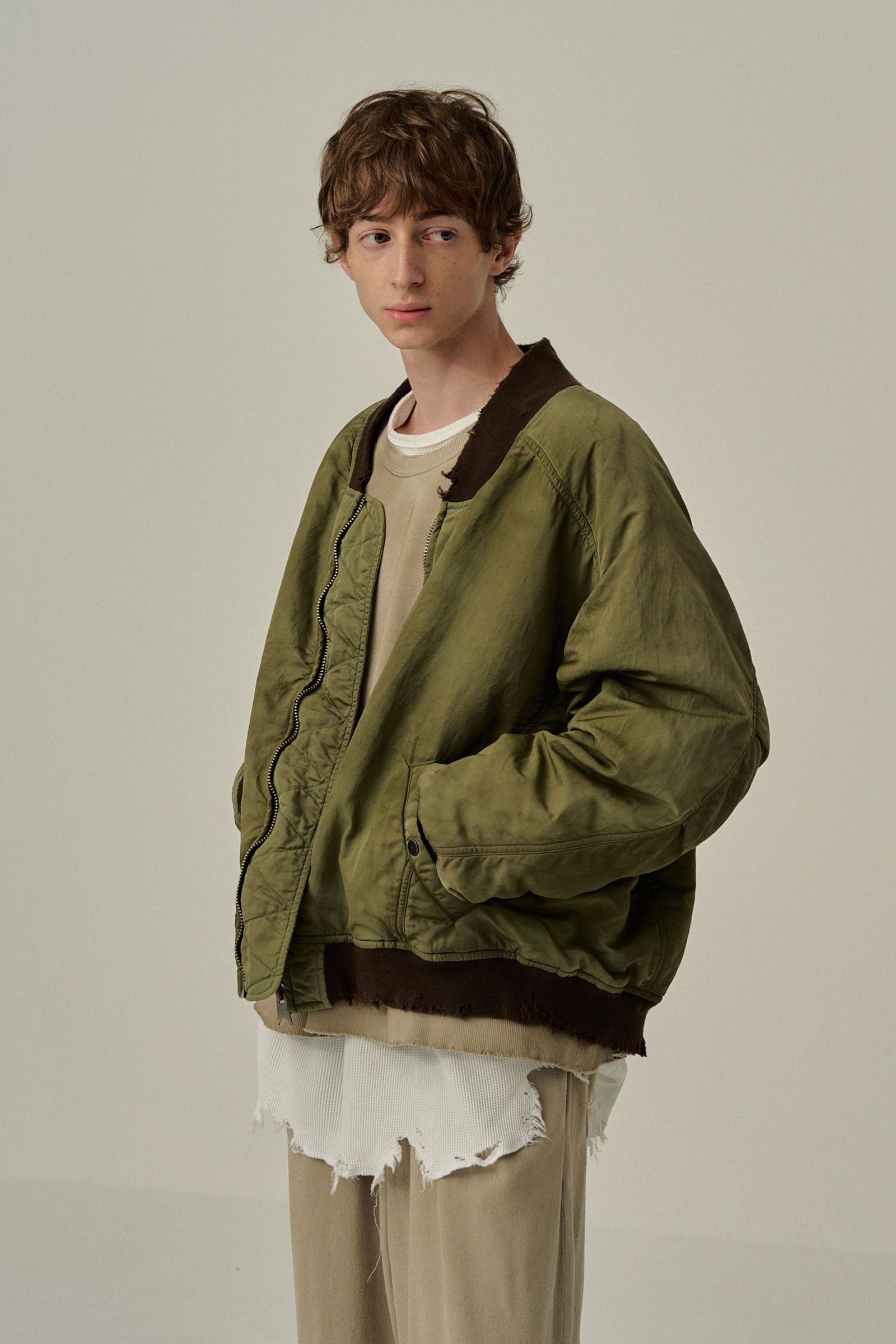 FADED BOMBER JACKET | KHAKI | ボンバージャケット