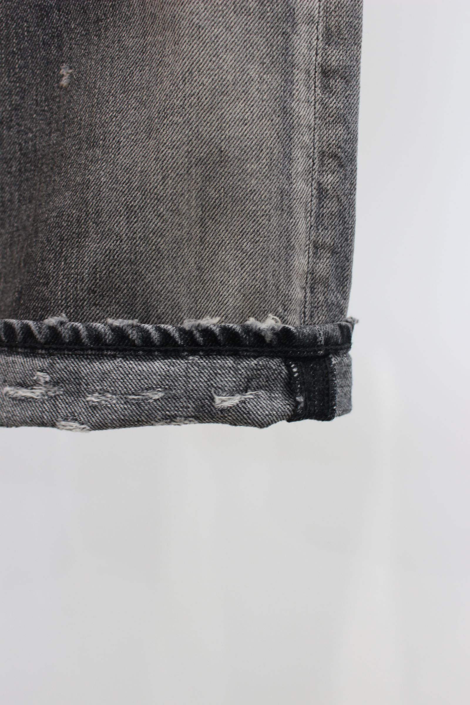P/DAMAGE DENIM STRAIGHT 5P PANTS | BLACK | デニム