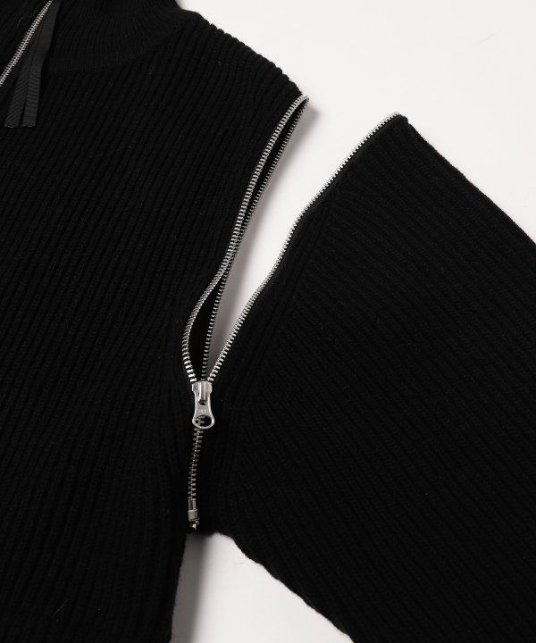2WAY ZIP UP KNIT/ニット/ブラック