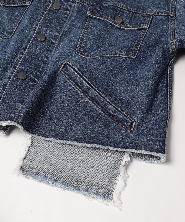 CUT OFF DENIM JACKET/INDIGO
