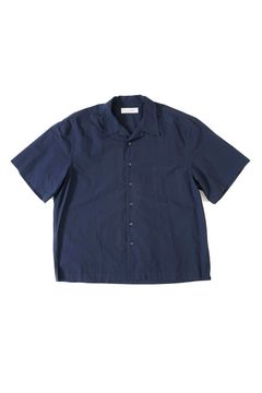 [ラスト1点] MICRO SUCKER OPEN COLLAR S/S SHIRT | NAVY | シャツ