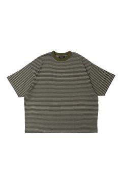 [ラスト1点] BORDER WIDE S/S T-SHIRT | KHAKI | カットソー