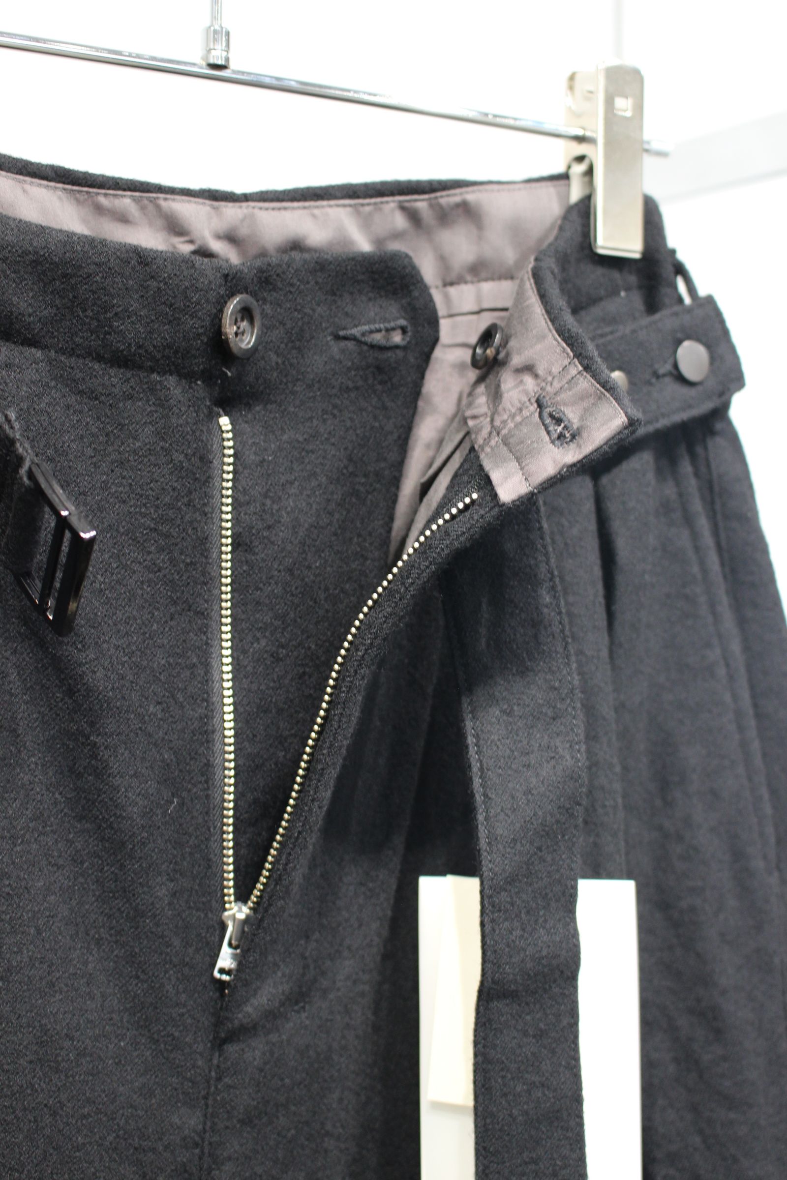 DOUBLE TAILORED JACKET | WOOL BELTED WIDE SLACKS | BLACK | セットアップ