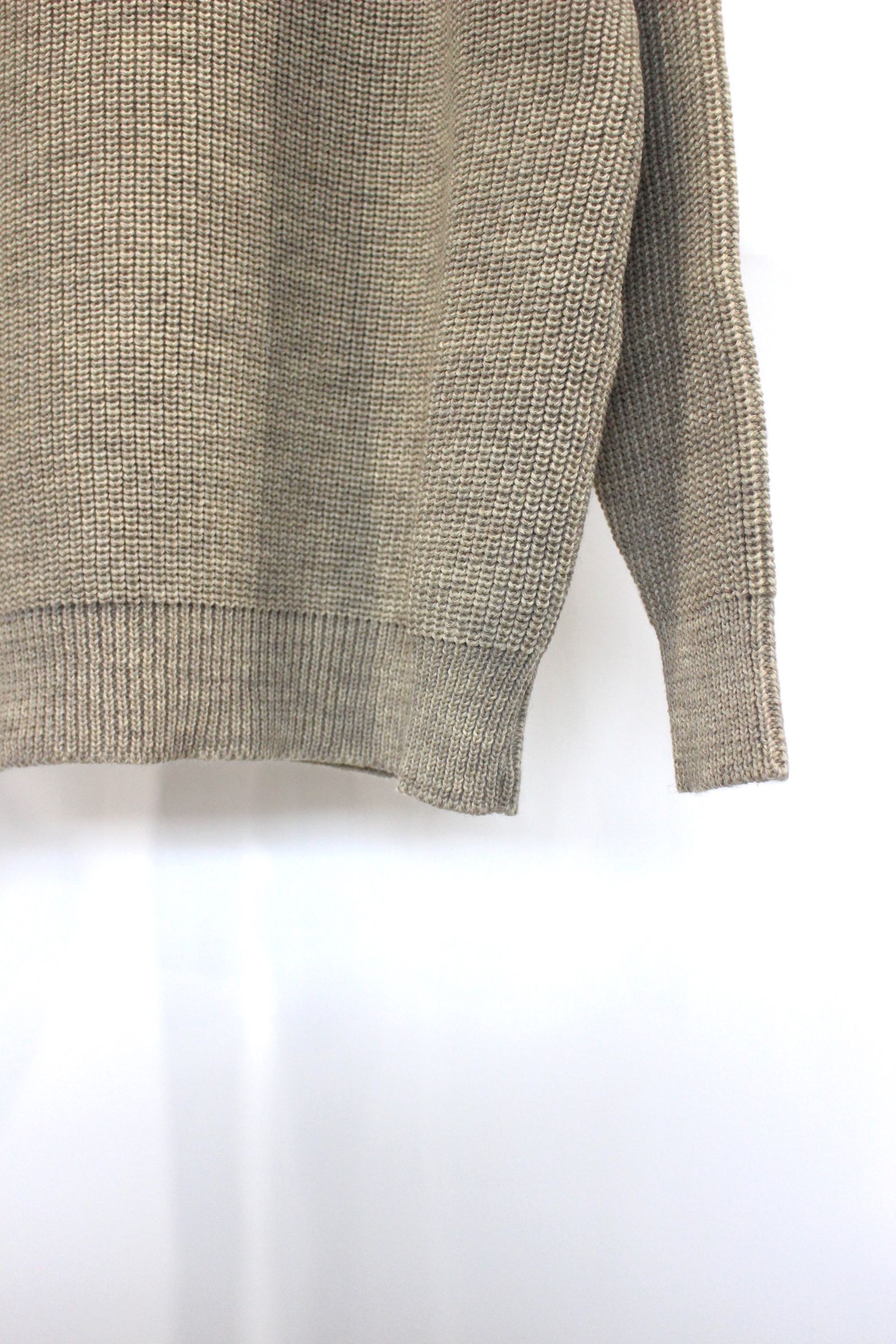 NATURAL WOOL HEAVY FISHERMAN ROLL NECK SWEATER/NATURAL BEIGE