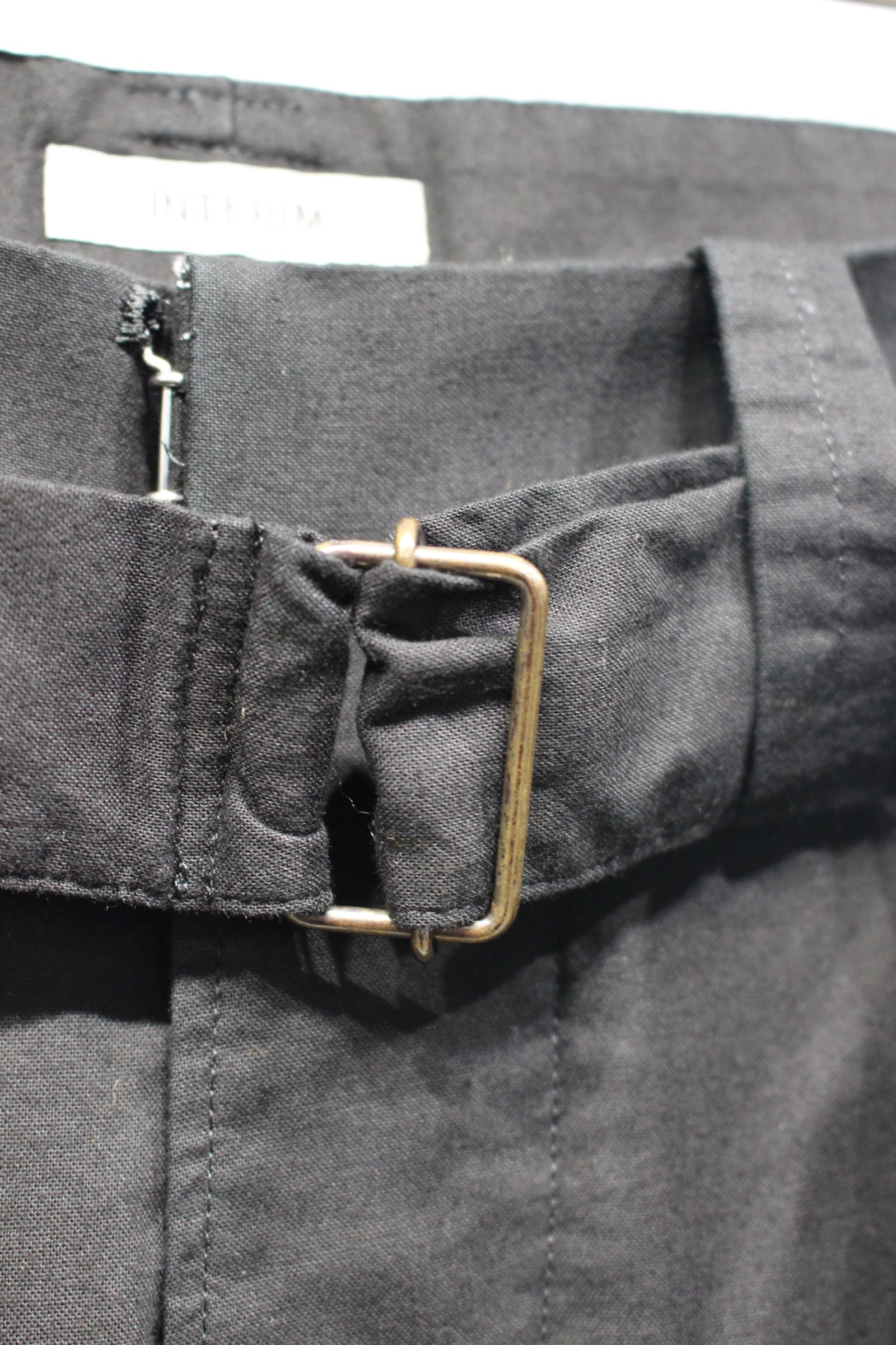 BLACK SURFAR GARMENT DYE BELTED FRENCH ARMY MIL BAGGY TROUSER | BLACK | スラックス