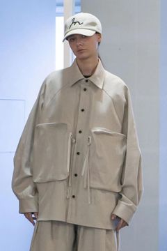 ORGANIC COTTON FLANNEL RAGLAN OVERSIZE SHIRT | LIGHT BEIGE | シャツアウター
