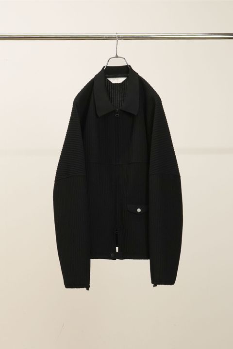 WRINKLED STRIPE SHORT SHIRT JACKET | BLACK | シャツジャケット
