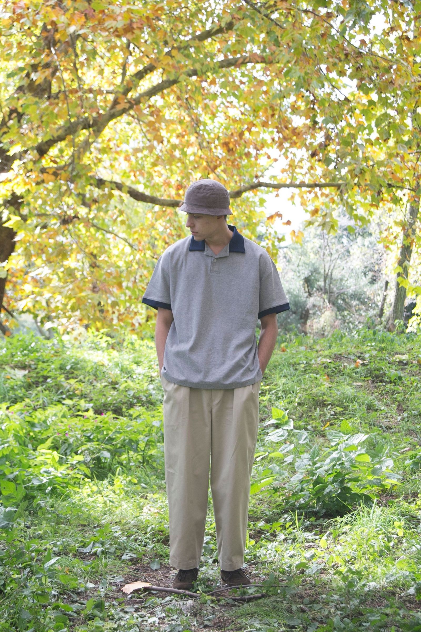ホワイト 【サスビズxRENU】パンツ チノパン ワンタック 軽量