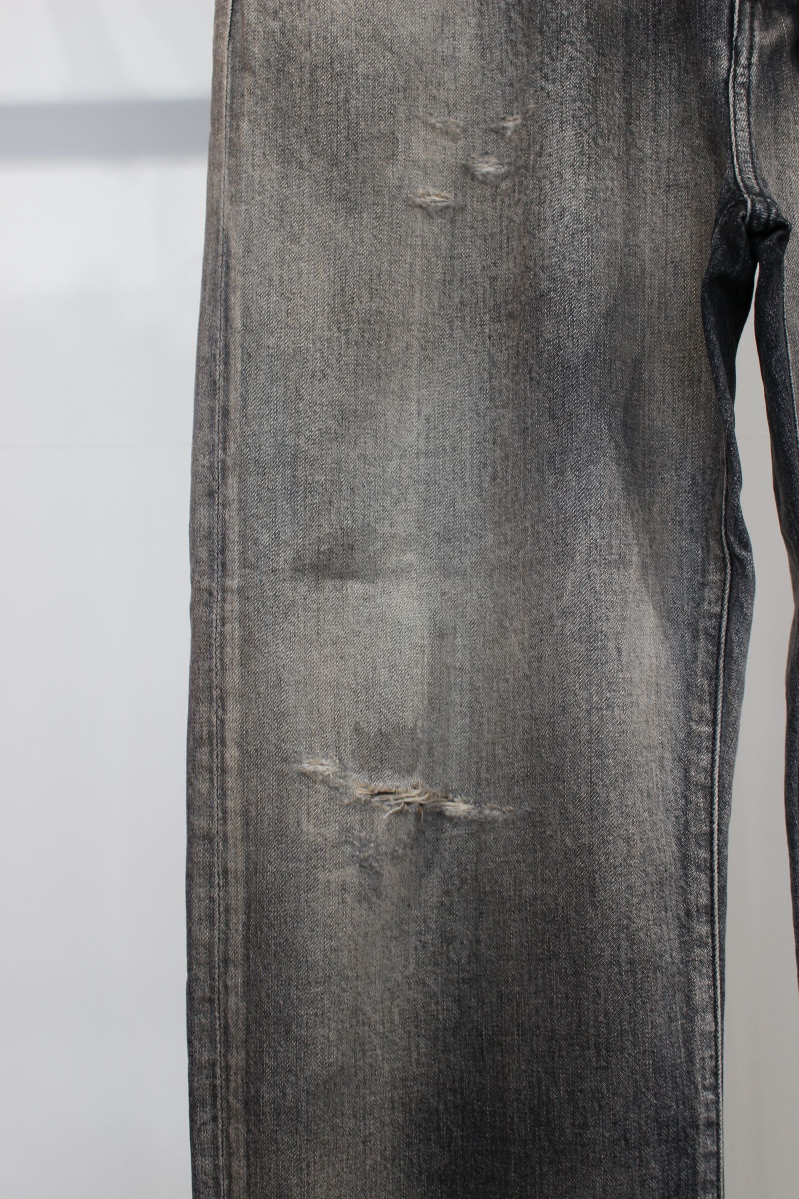 P/DAMAGE DENIM STRAIGHT 5P PANTS | BLACK | デニム