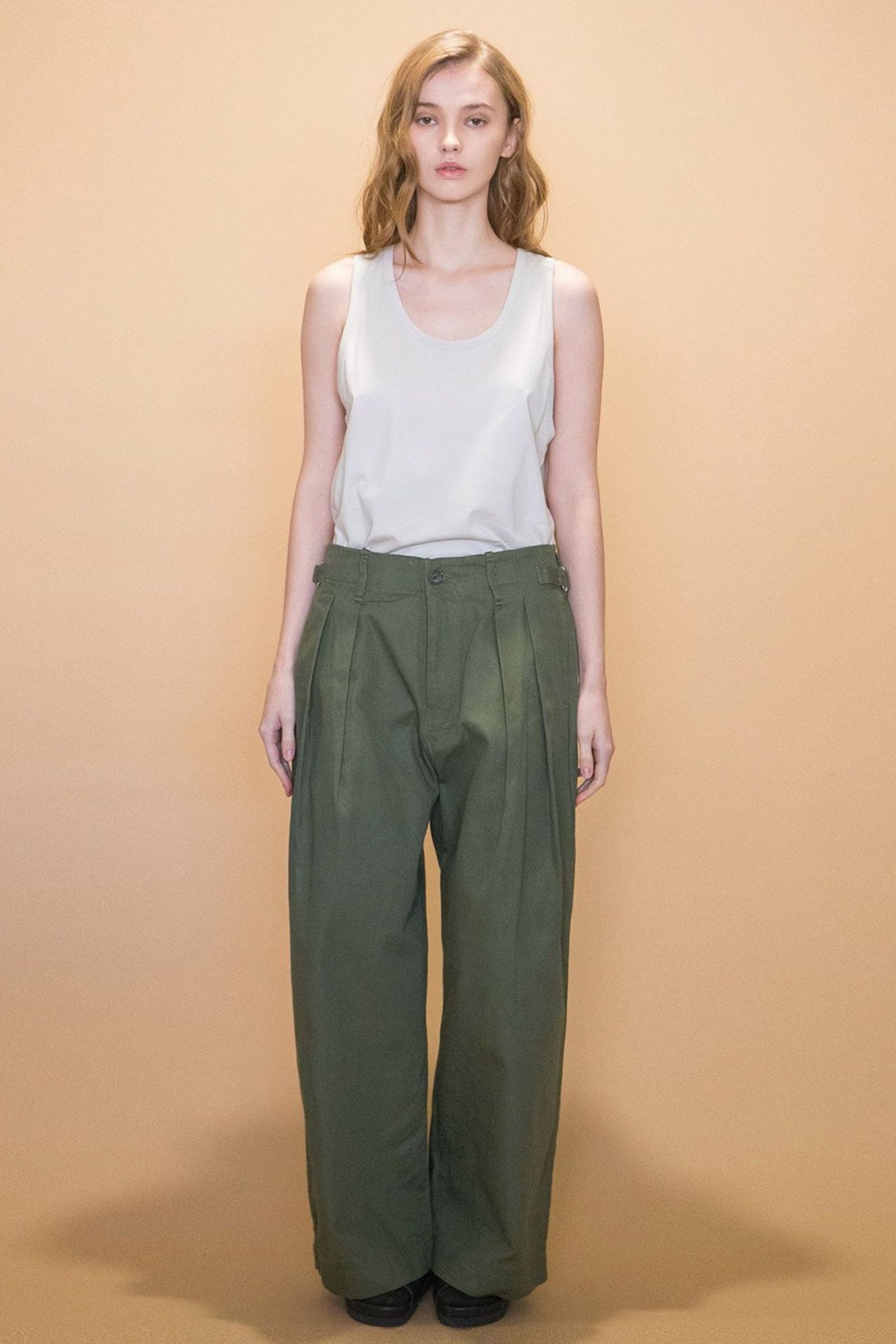 my beautiful landlet - MILITARY CLOTH TUCK WIDE PANTS/NAVY | NapsNote