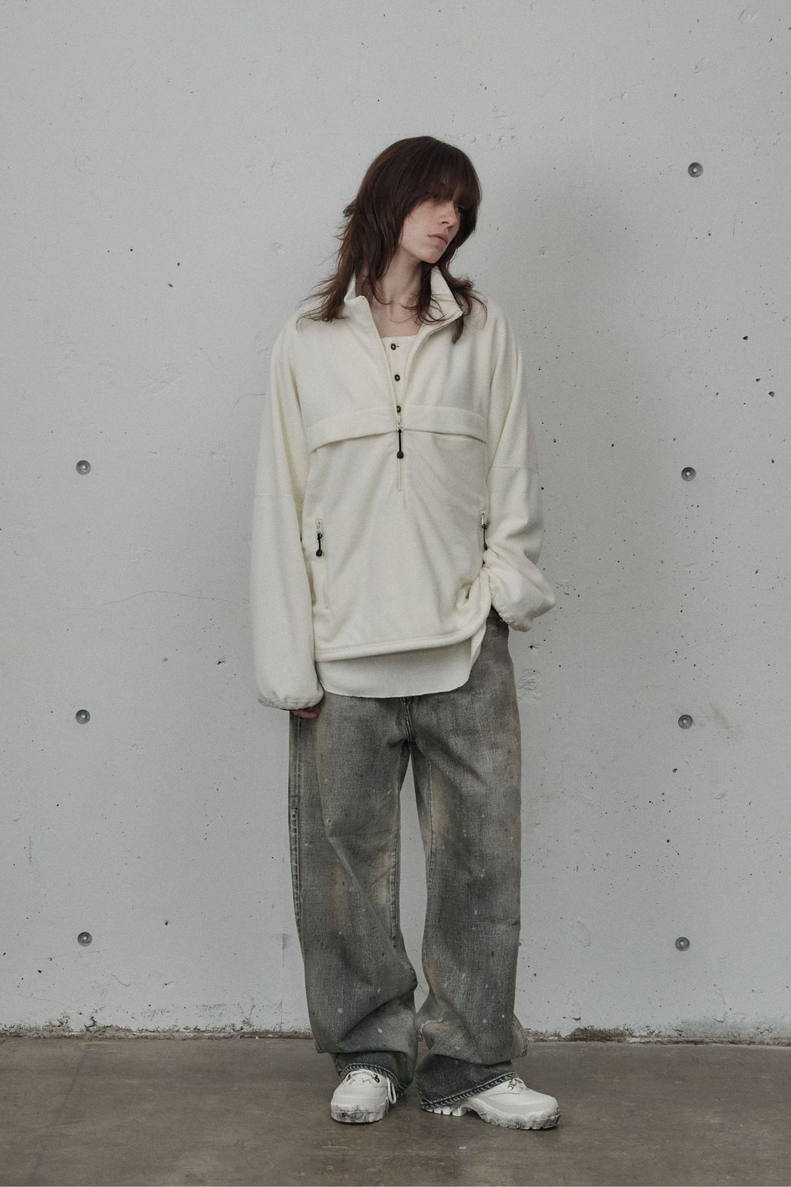 KIMONO ZIP FLEECE | WHITE | フリース