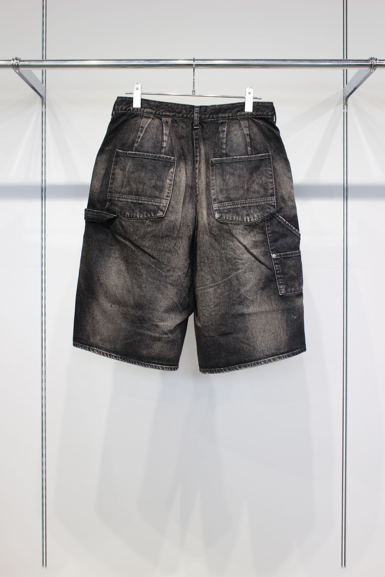 DENIM PAINTER SHORTS | BLACK | デニムショーツ