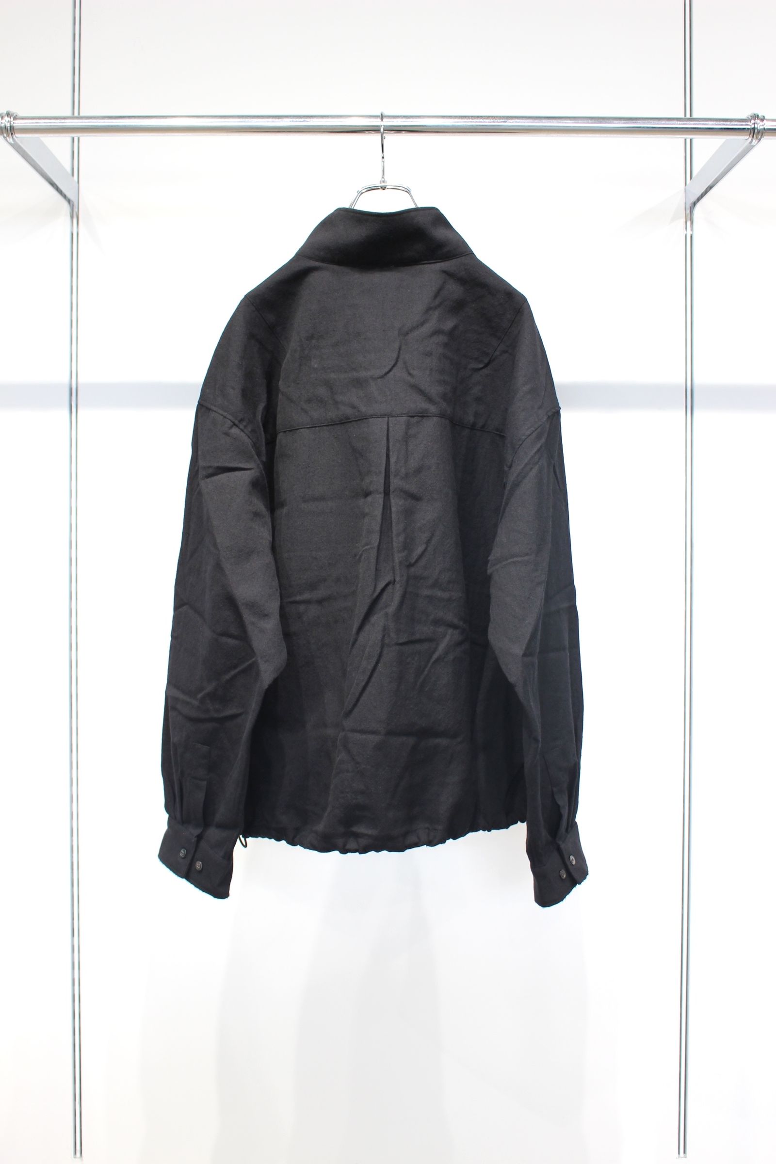 WOOL HALF ZIP PULL OVER SHIRT | BLACK | ハーフジップ