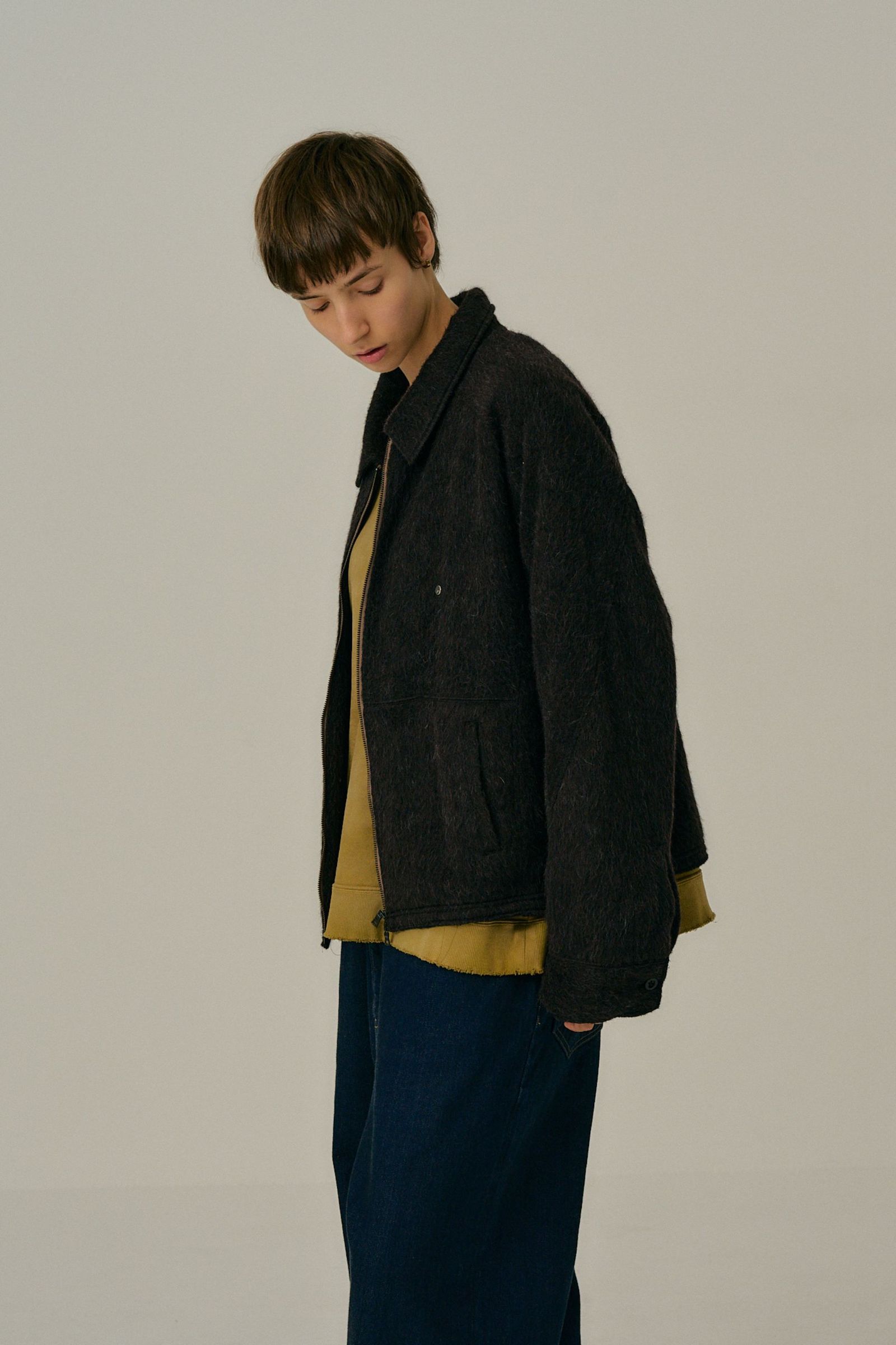 SHAGGY ZIP UP SHIRT | BROWN | ジップアップシャツ
