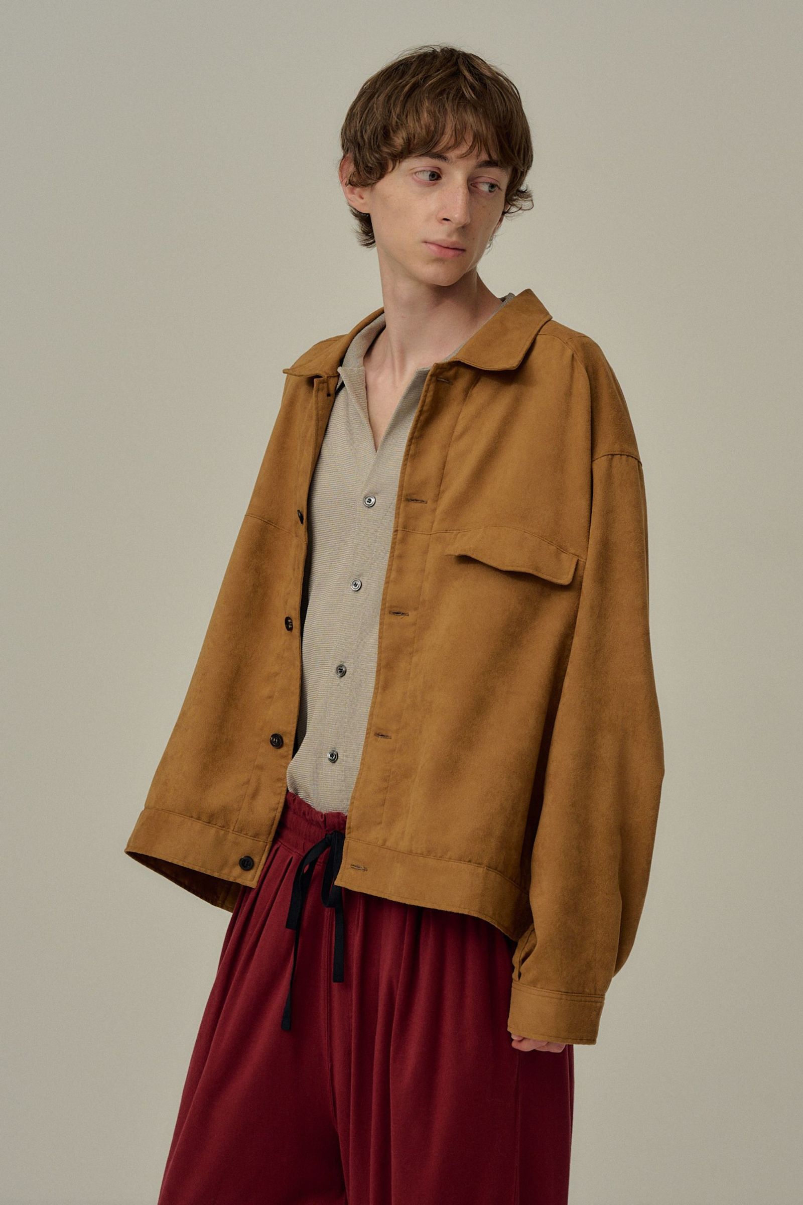 VEGAN SUEDE WORK SHIRT BLOUSON | BROWN | ライトアウター