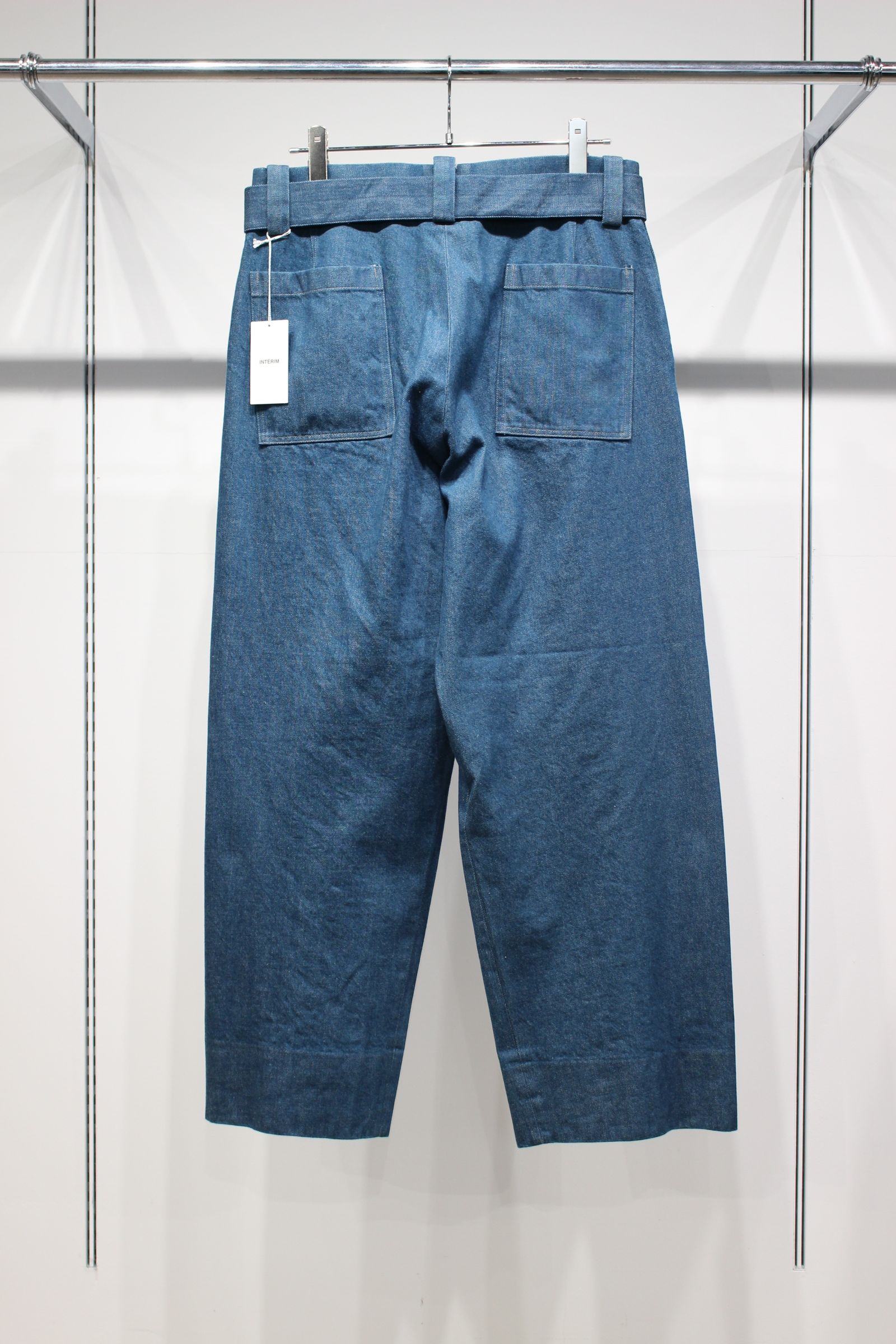 BLUE SHUTTLE DENIM BELTED FRENCH ARMY MIL BAGGY TROUSER | BLUE | デニムパンツ