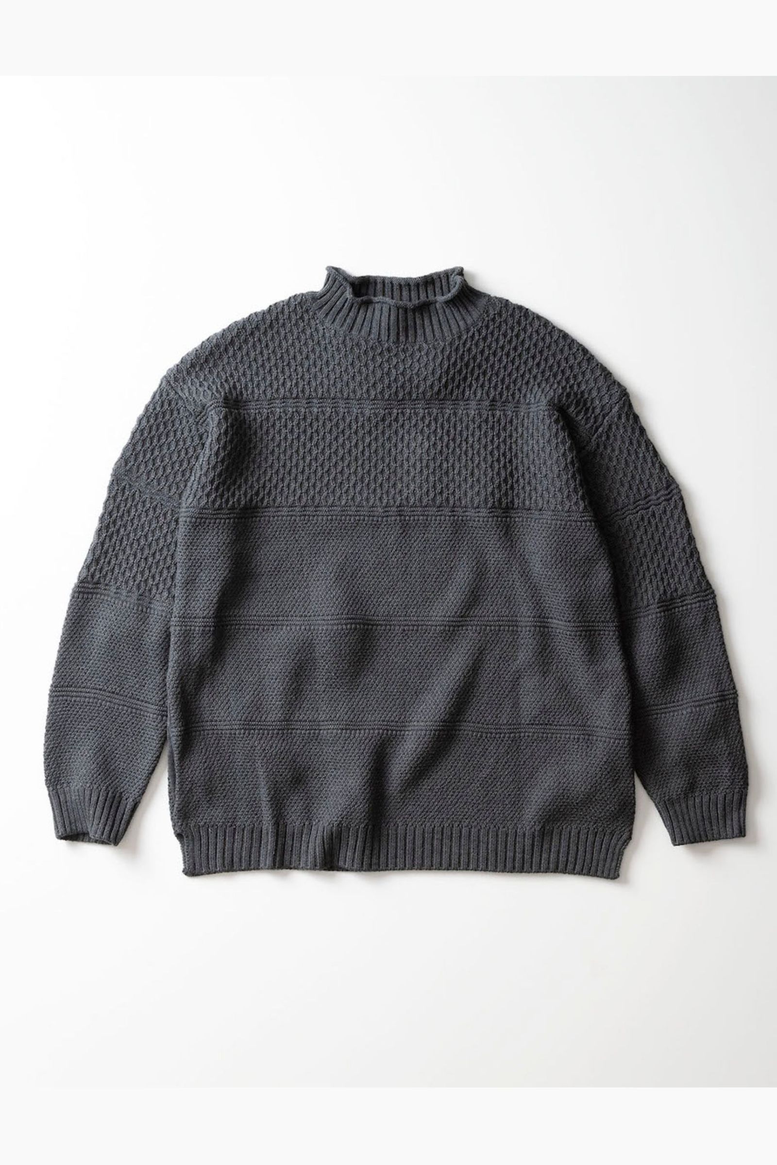 BIG SILHOUETTE WAFFLE P/O KNIT/GRAY