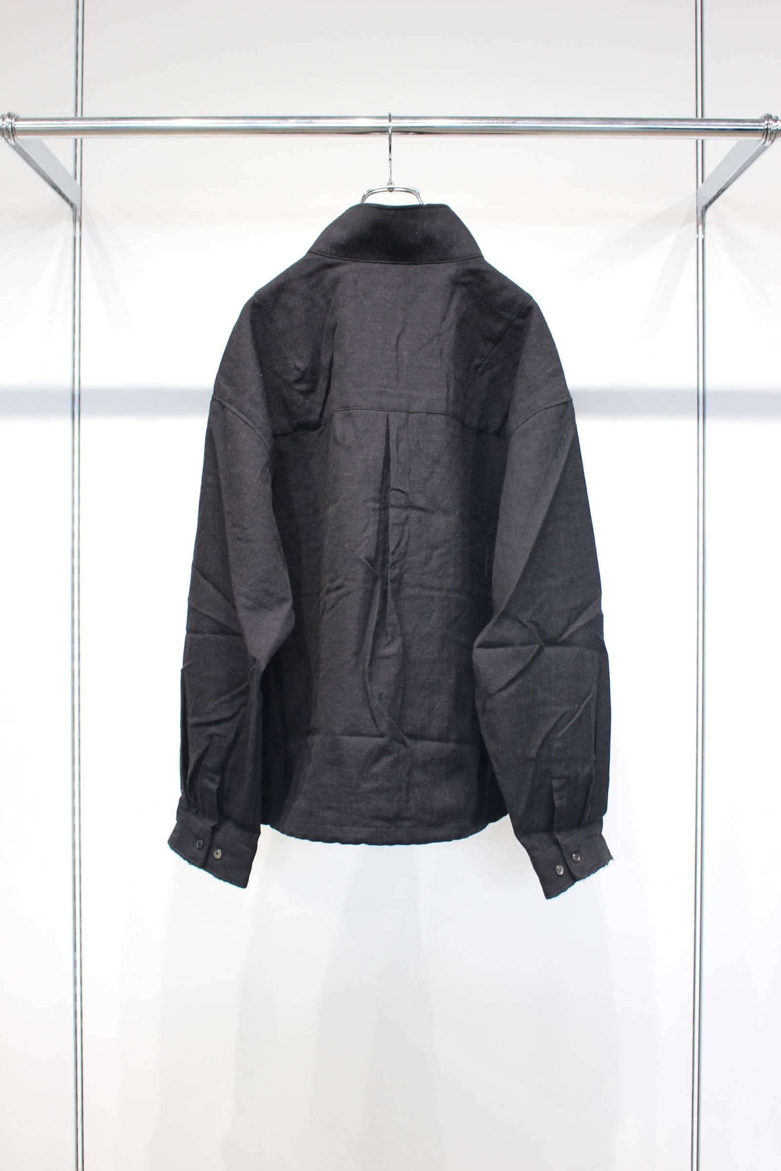 WOOL HALF ZIP PULL OVER SHIRT | CHARCOAL | ハーフジップ