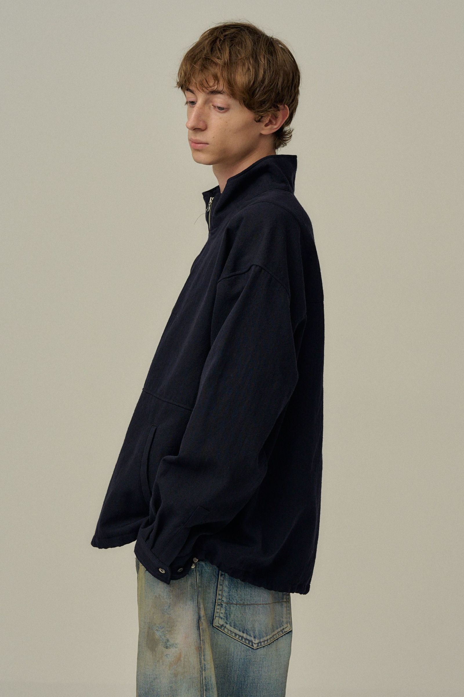 ANCELLM アンセルム HALF ZIP SWEAT SHIRT BLACK ANCELLM - WOOL HALF ZIP PULL OVER SHIRT | BLACK | ハーフ