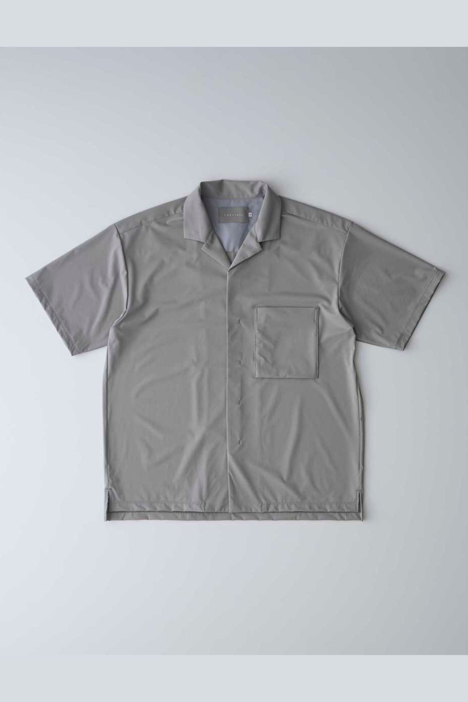OPEN COLLAR SHIRT -solid-/LT.GRAY