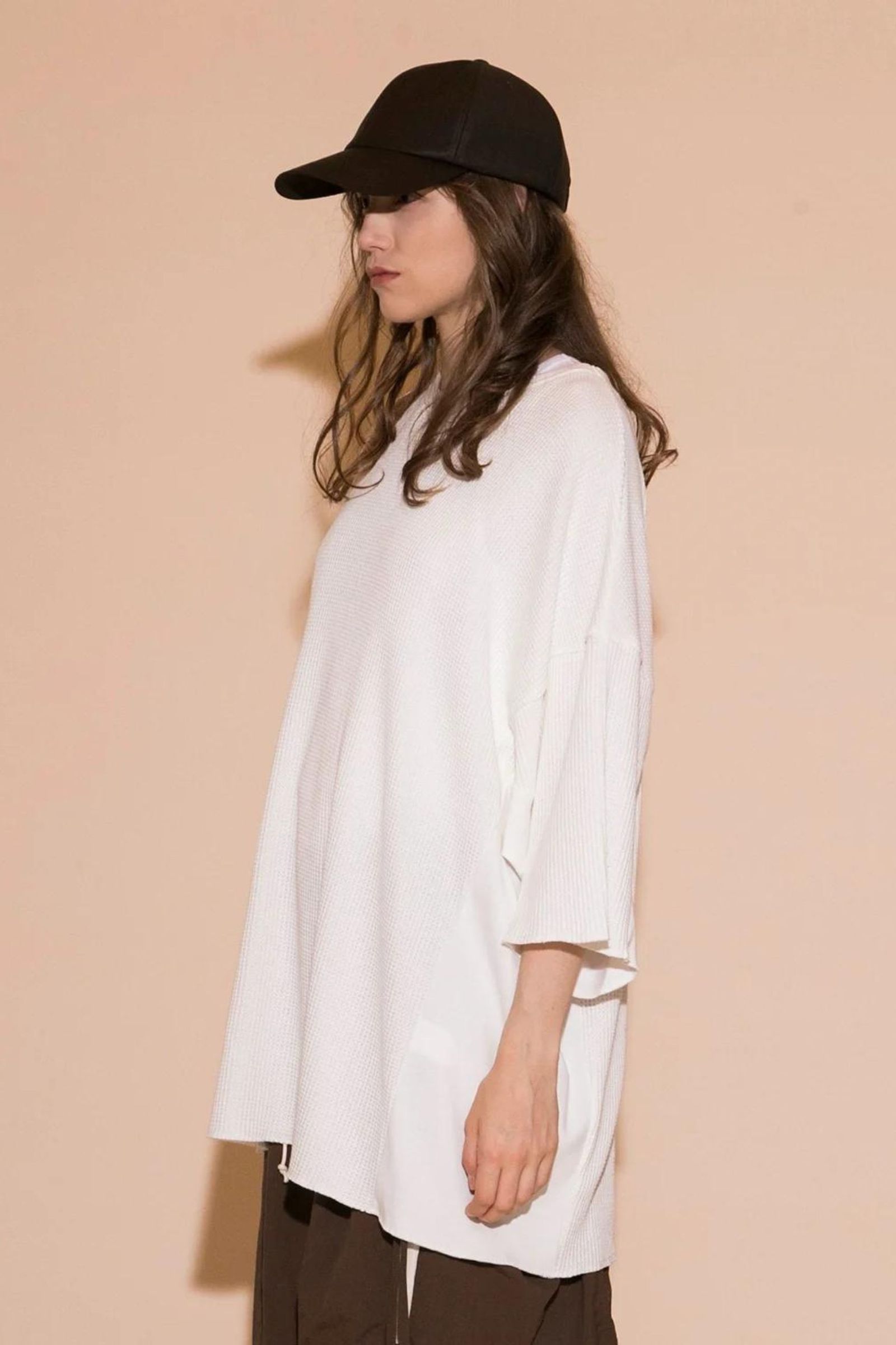 WAFFLE OVERSIZED T-SHIRT | WHITE | カットソー