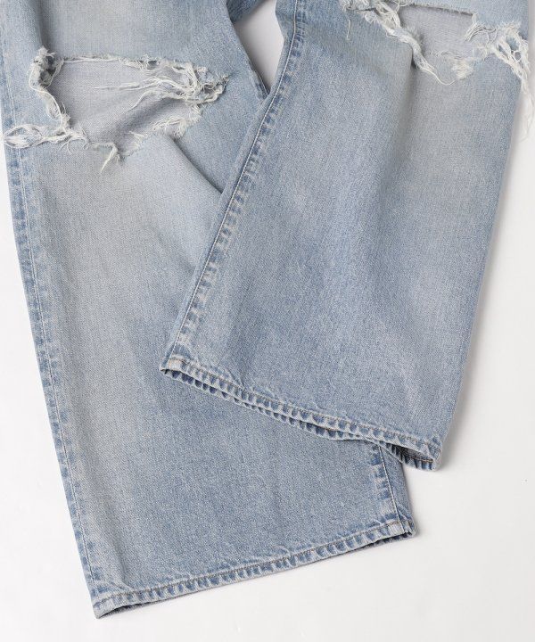 DAMAGE ONE TUCK WIDE STRAIGHT DENIM/ストレートパンツ（デニム）/インディゴ