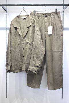 100/S LINEN TAILORED SHIRT | 100/S LINEN TUCK SLACKS | KHAKIBEIGE | セットアップ